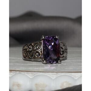 Vintage Sterling Silver Amethyst Ring 5.4G / Sz 7
